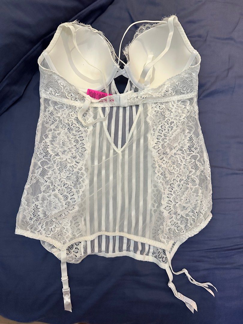 La Senza White Lace Lingerie Merrywidow Corset Womens Fashion New Undergarments 4149