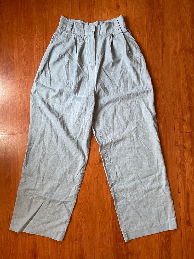 Light Baby Blue Linen Trousers on Carousell