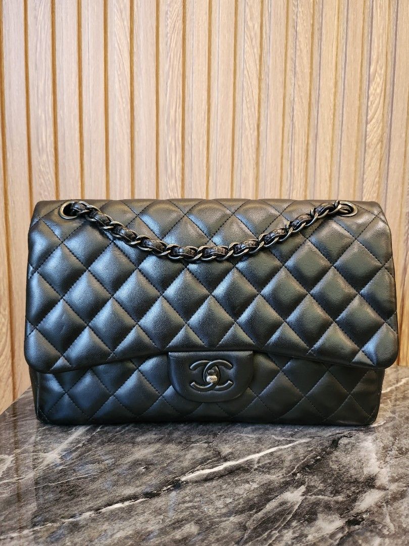 Like New* Limited Edition Chanel Jumbo Double Flap So Black