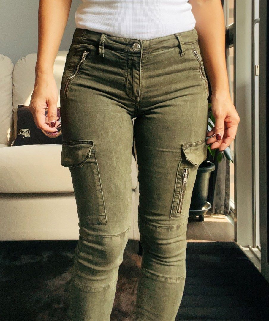 Like New Zara Woman Military Green Cargo Jegging EU 34 UK 6