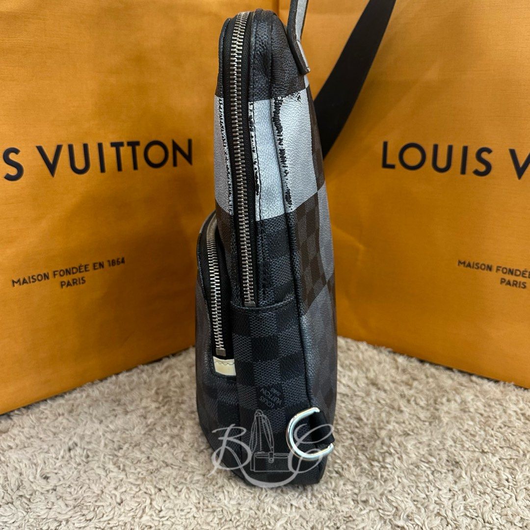 Authenticated Used Louis Vuitton Crossbody Shoulder Bag Damier Giant   Sling Brown Canvas x Monogram Men's N40379 