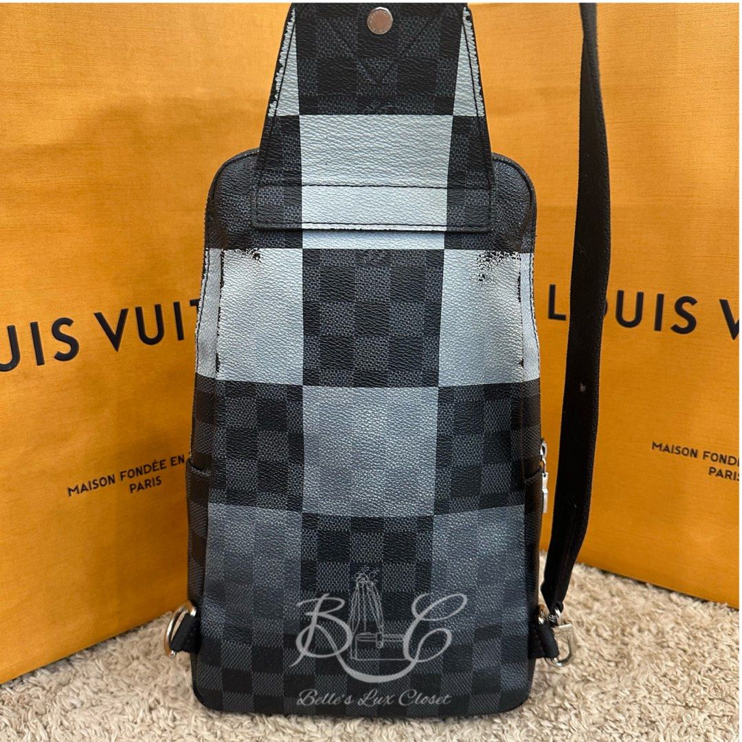 Louis Vuitton Avenue Sling Bag Monogram Coated Canvas In Black