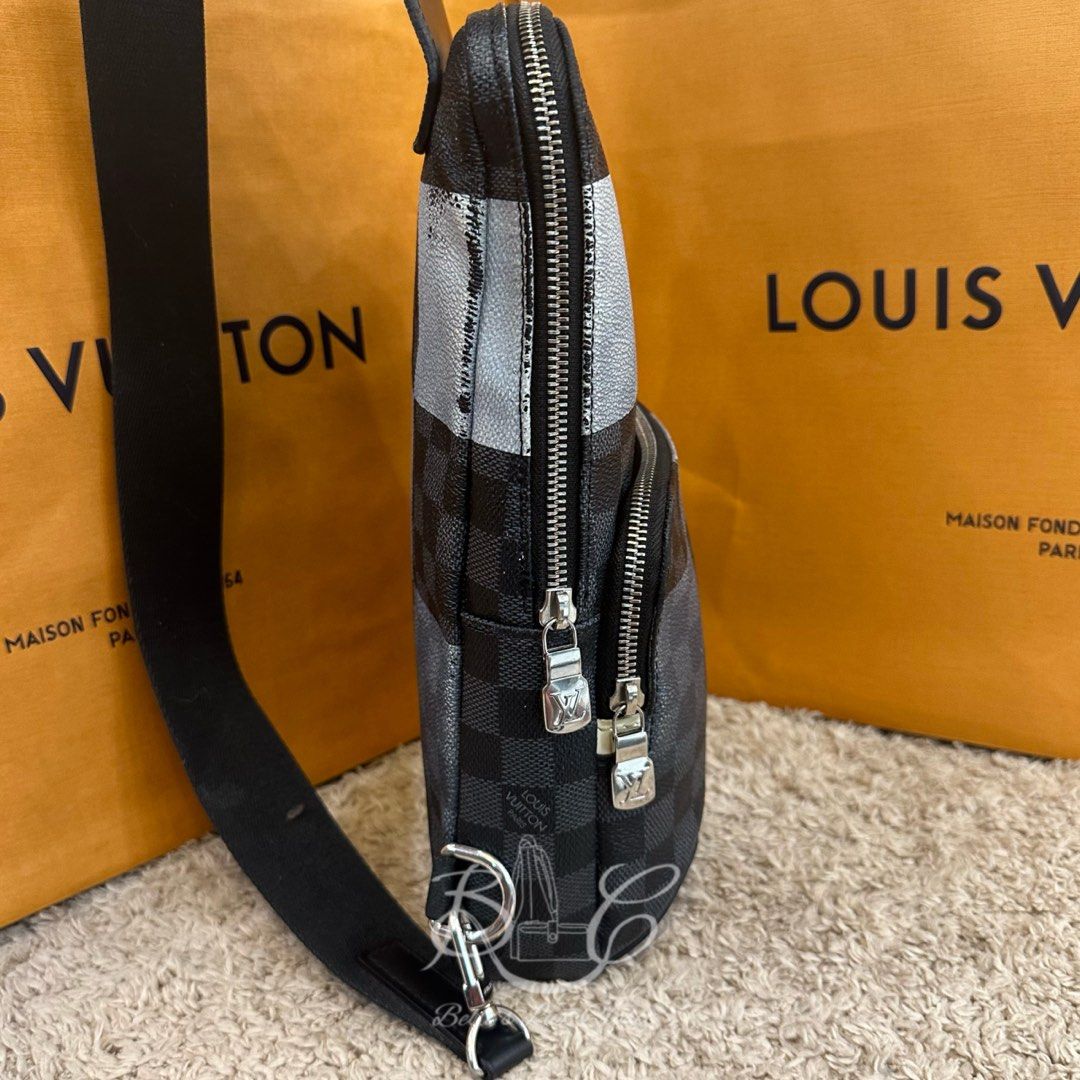 Authenticated Used Louis Vuitton Crossbody Shoulder Bag Damier Giant   Sling Brown Canvas x Monogram Men's N40379 