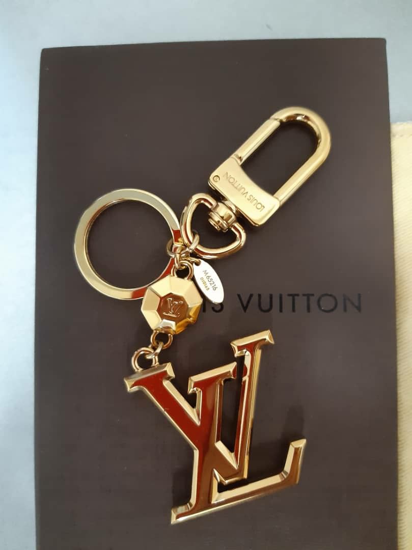 Authentic New Louis Vuitton LV Gold Facettes Bag Charm Key Holder