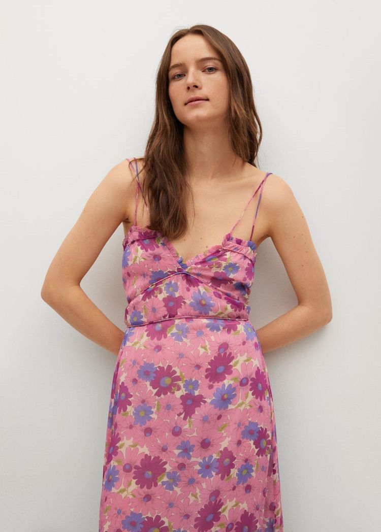 Mango pink outlet floral dress