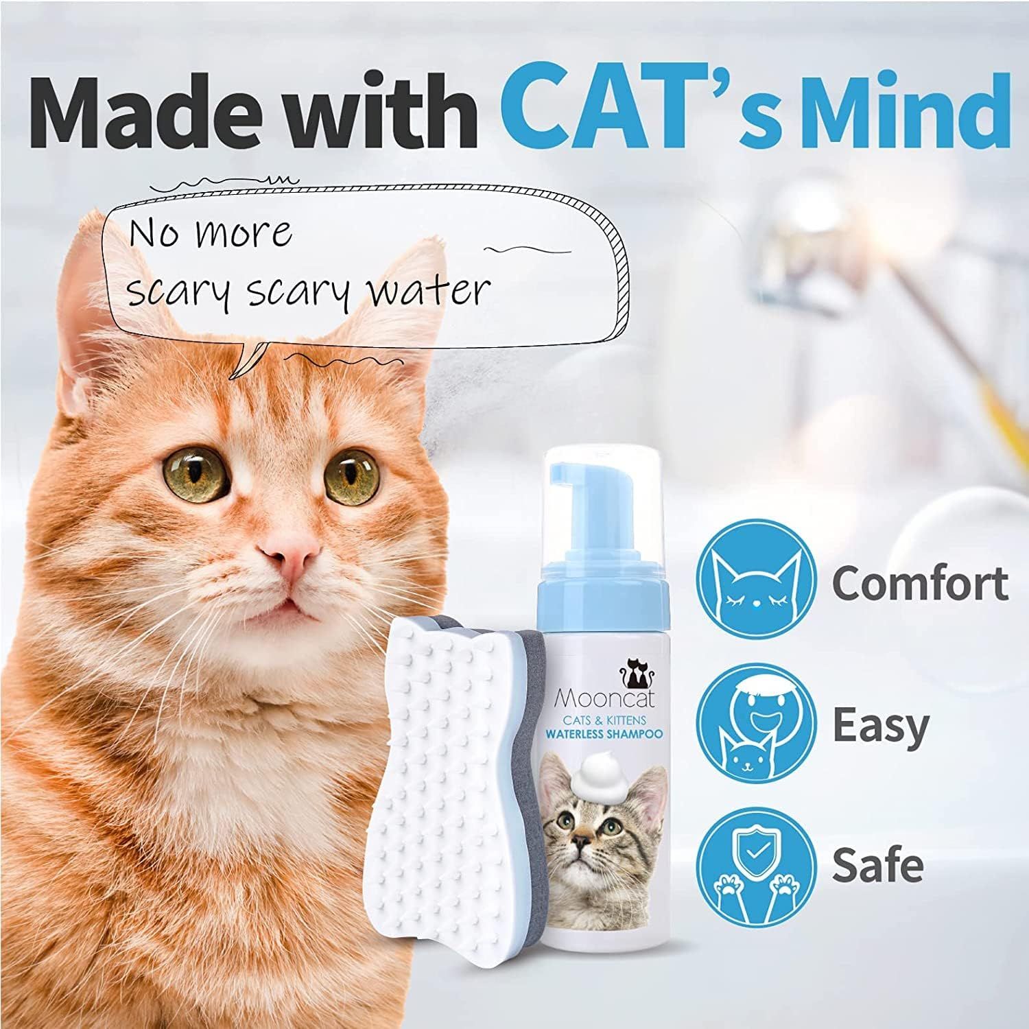 Mooncat Waterless Cat Shampoo Cat Brush Licking Safe Dry Shampoo