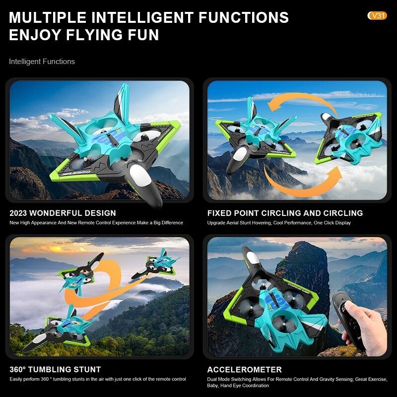 NEW V31 Drone Fighter 4CH Remote Control Aircraft 4K Camera Aerial ...