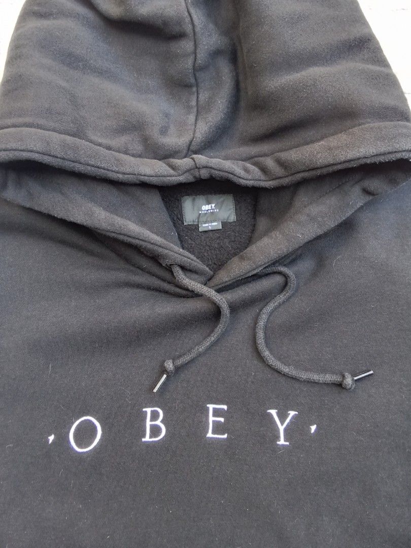 Obey novel bleached black cheap hoodie