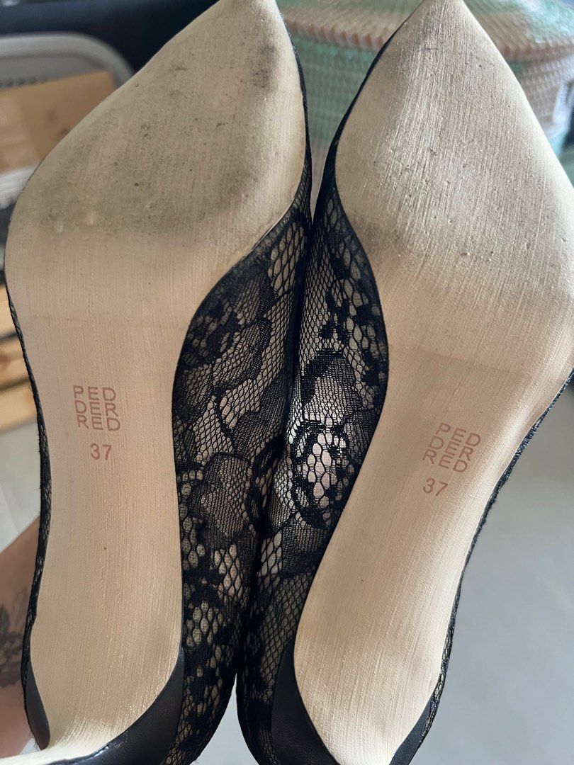 Red and black lace heels top