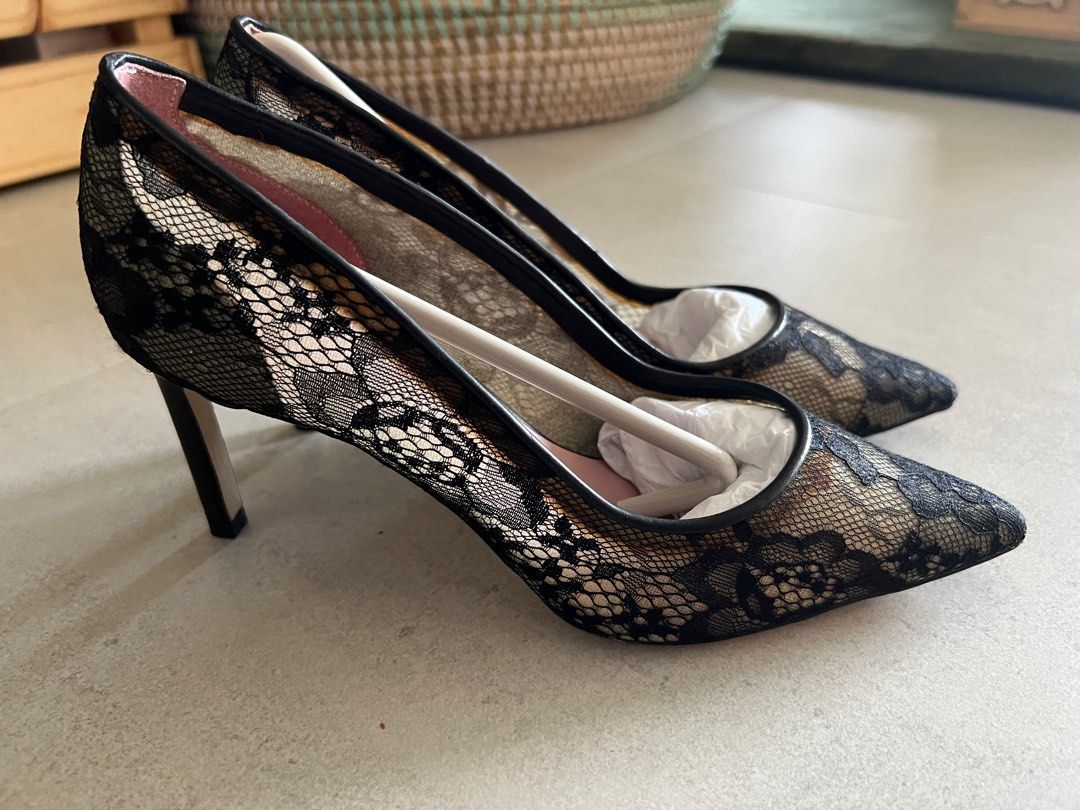 Red and black hotsell lace heels