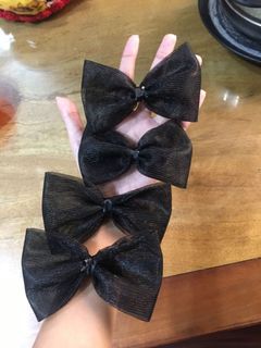 Per pair black mesh handmade hair bow clips kawaii Larme Kei kids