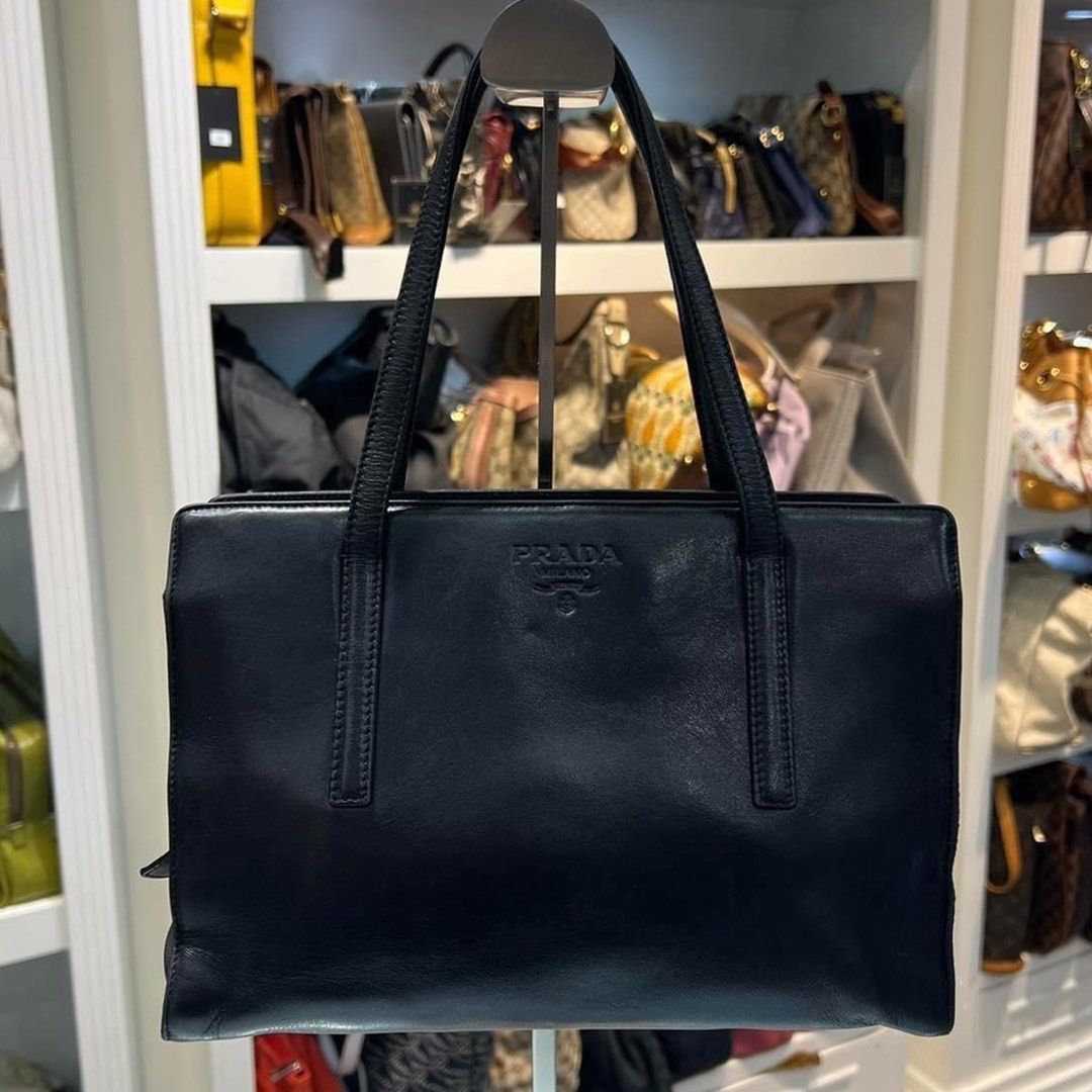 Prada leather Tote Bag, Luxury, Bags & Wallets on Carousell