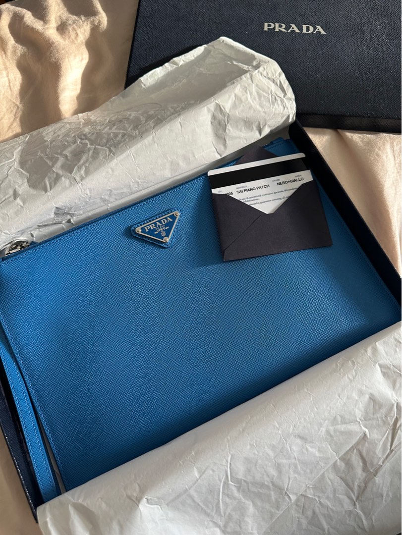 Prada blue hotsell clutch