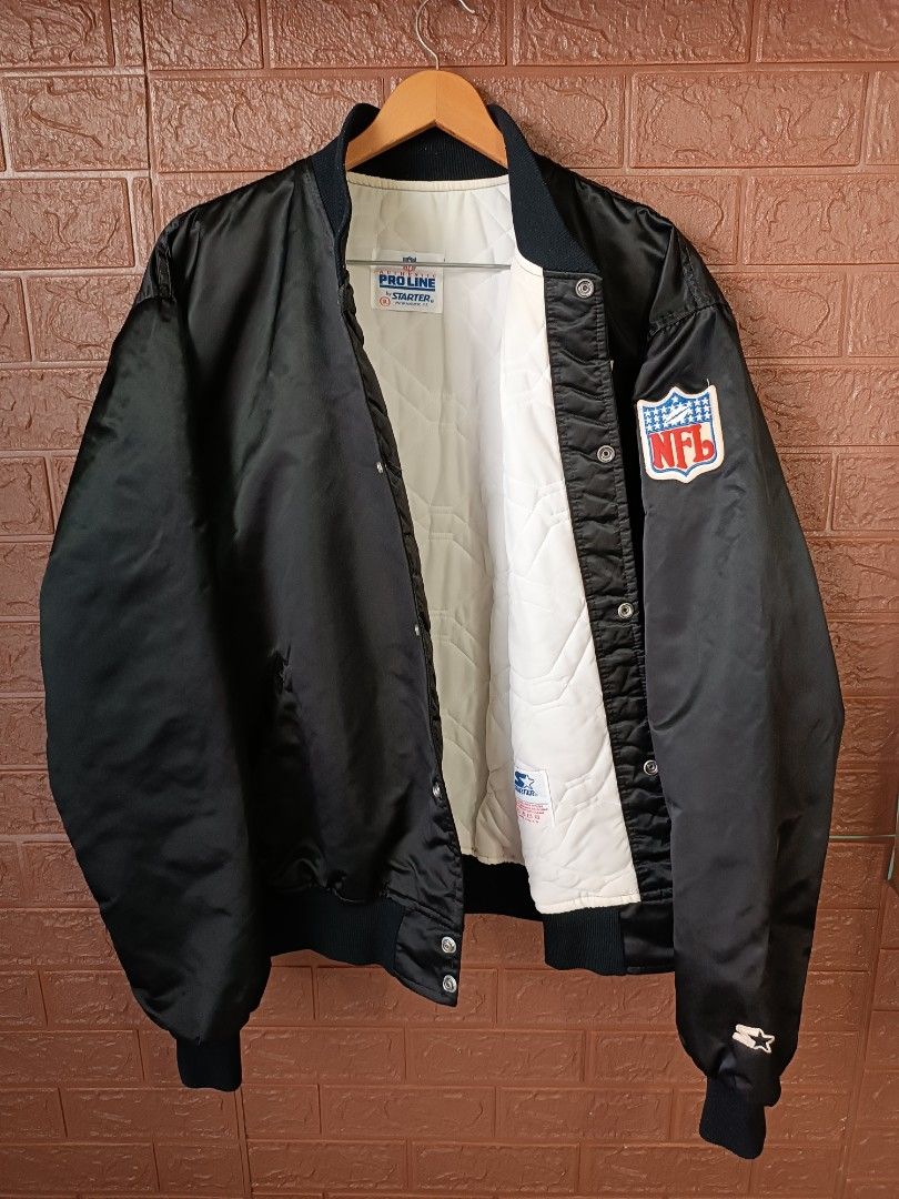 Vintage Oakland Raiders NFL Starter Jacket Huge Patch Chalkline NWA Ice Cube  L