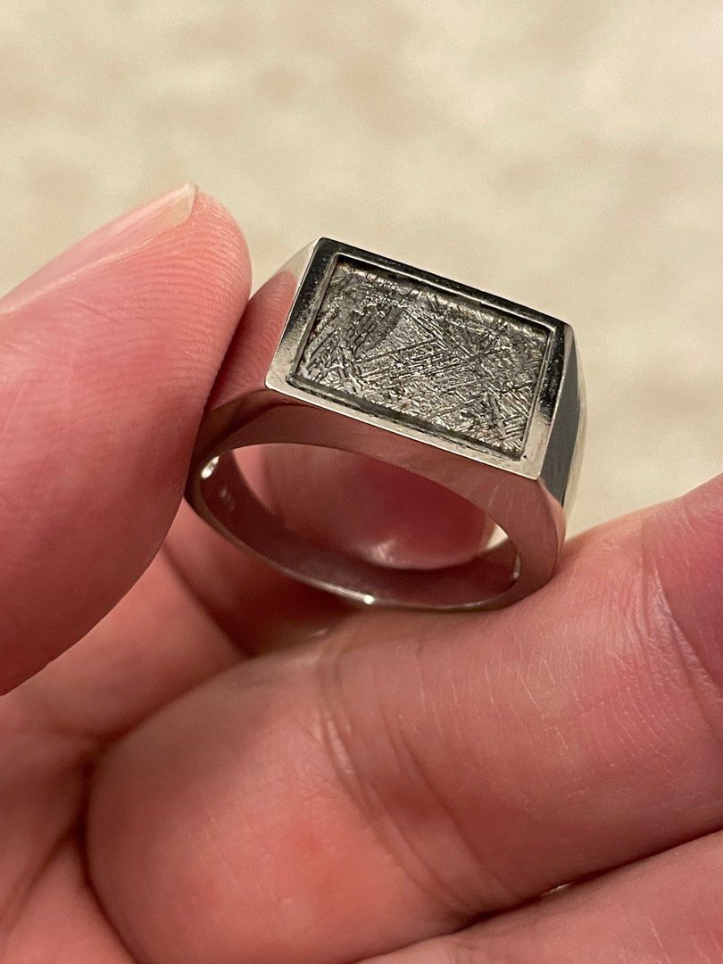 Real meteorite ring in stainless steel Women s Fashion Jewelry