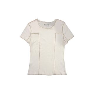 REFORMATION WHITE CONTRAST STITCH CROPPED TOP BABY TEE | y2k model off duty dainty not realisation par