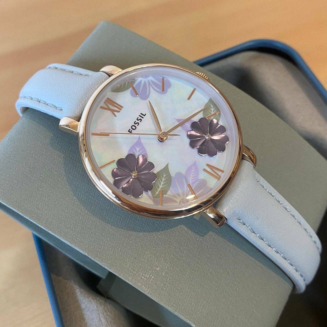 RESTOCK ORIGINAL FOSSIL JACQUELINE PURPLE FLORAL DIAL GRAY