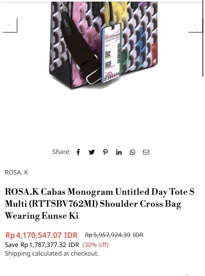 ROSA.K Cabas Monogram Untitled Day Tote S Multi (RTTSBV762MI) Shoulder  Cross Bag Wearing Eunse Ki