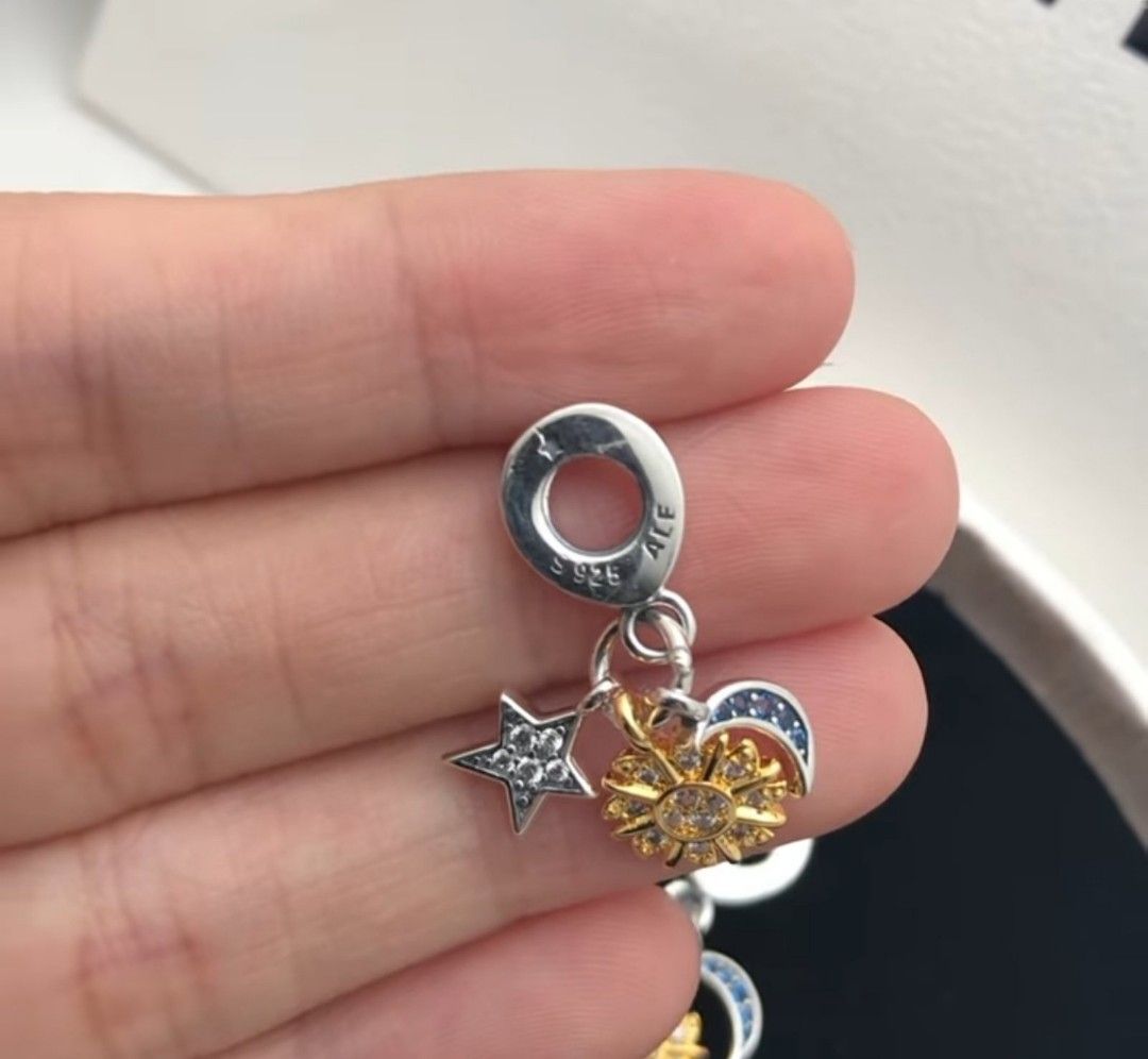 SALE PAN DORA STAR SUN MOON TRIPLE DANGLE CHARM