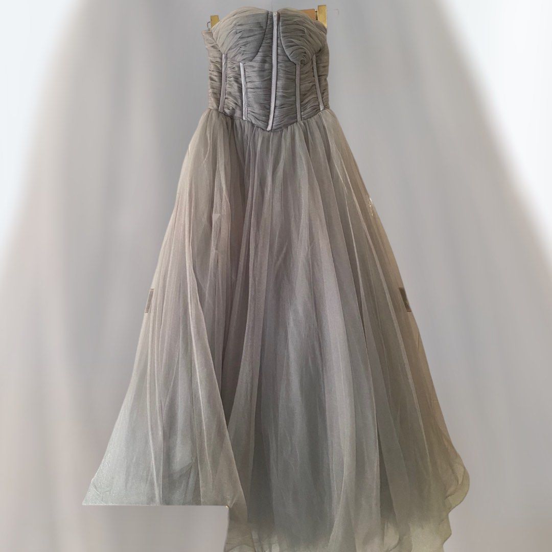 Silver evening gown (New), Women's Fashion, Dresses & Sets, Evening