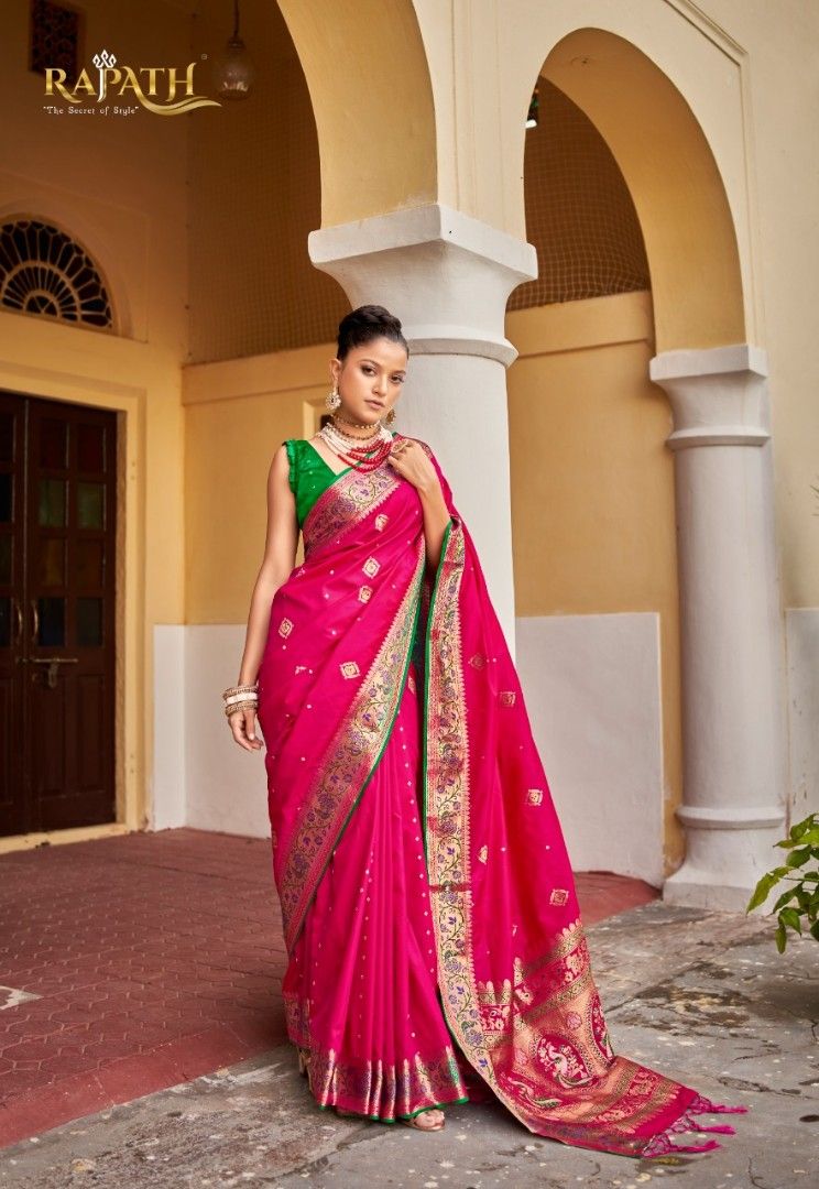 Vishal Prints Dark Fuchsia Printed Georgette Saree With Fancy Border