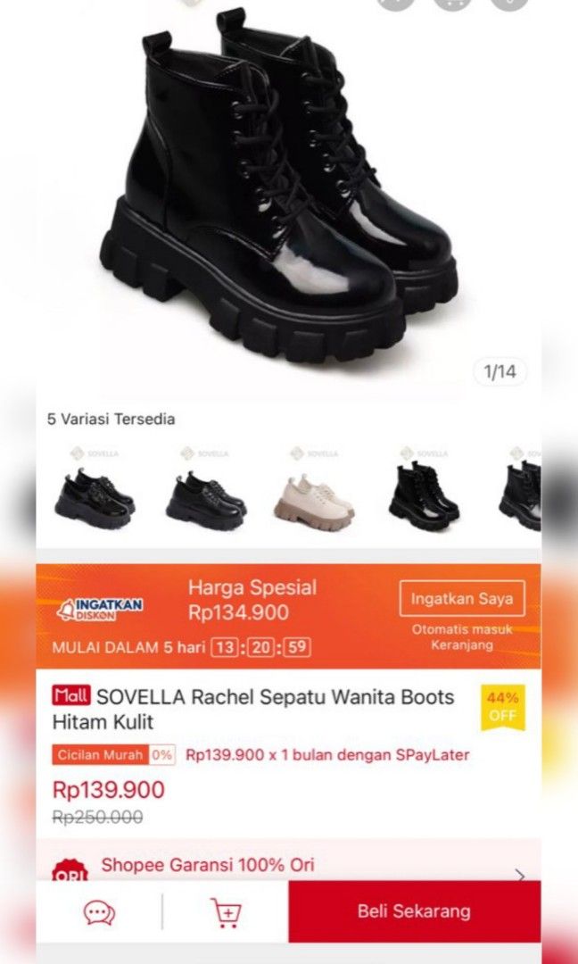 NETT Sovella Rachel Boots Glossy sepatu boots hitam ala docmart on ...