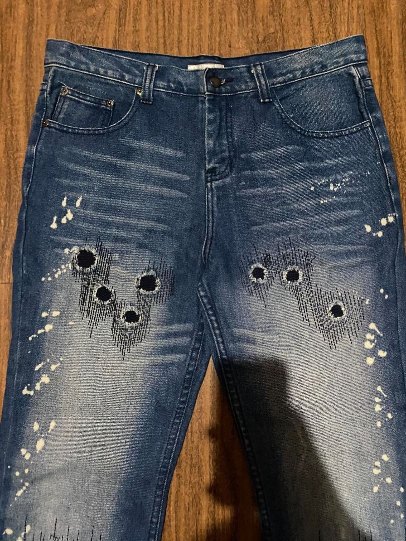 SS07 - Number Nine Damaged Paint Splatter Denim on Carousell
