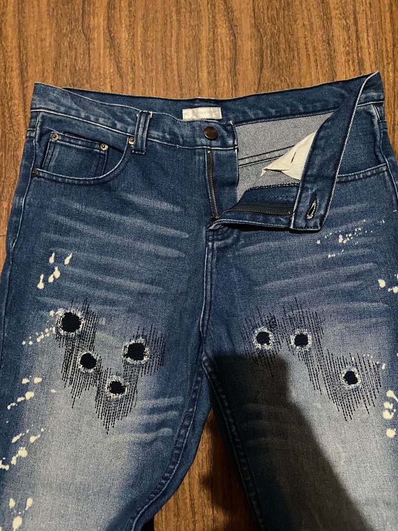 SS07 - Number Nine Damaged Paint Splatter Denim on Carousell