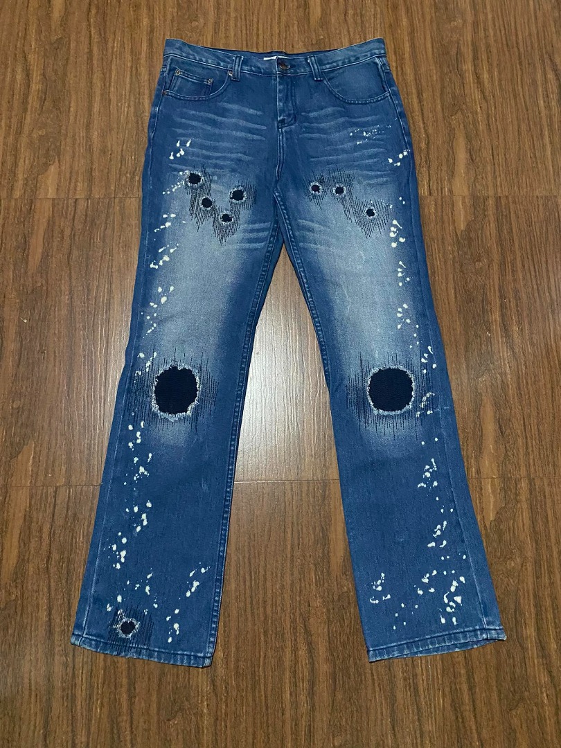 SS07 - Number Nine Damaged Paint Splatter Denim on Carousell