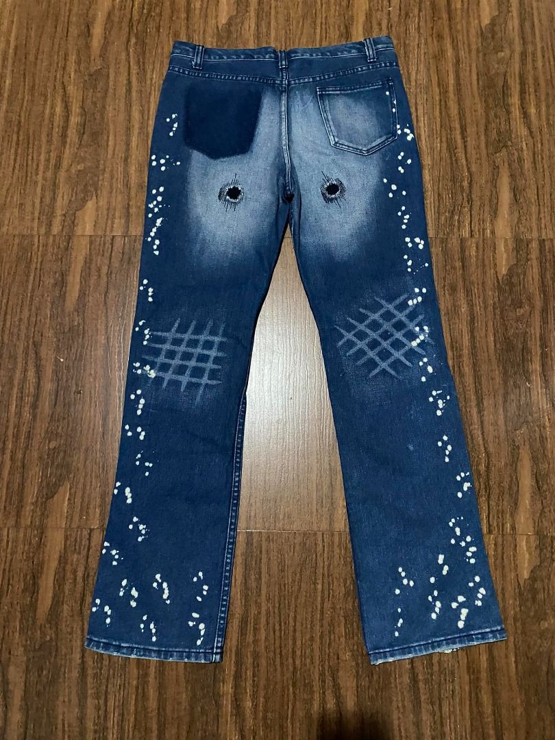 SS07 - Number Nine Damaged Paint Splatter Denim on Carousell