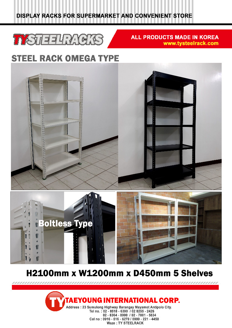Steel rack omega type smart rack boltless type heavy duty commercial
