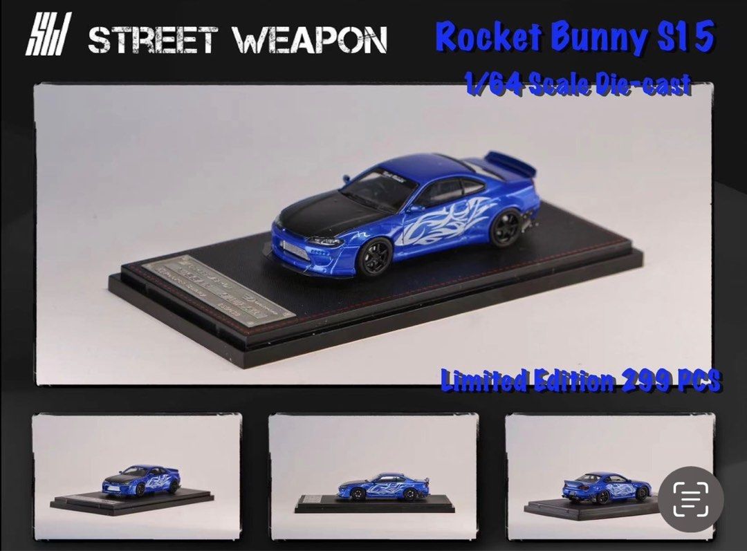 Street Warrior 1/64 Nissan S15 Silvia Rocket Bunny Blue, Hobbies
