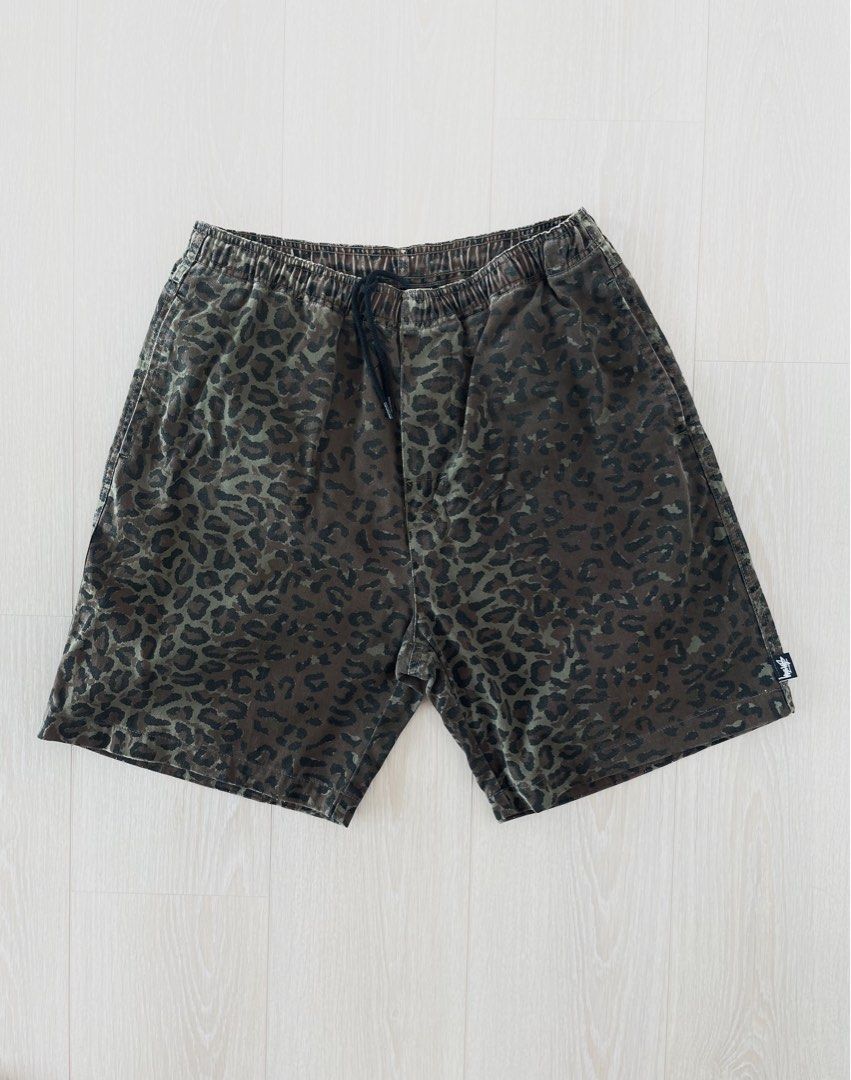 Stussy Leopard Beach Shorts Olive