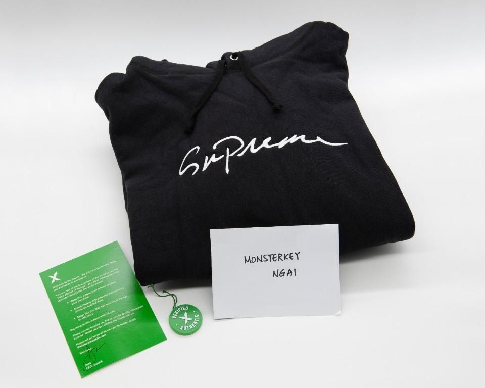 Supreme Classic Script Hooded Sweatshirt 18fw 90% New Size L, 名牌