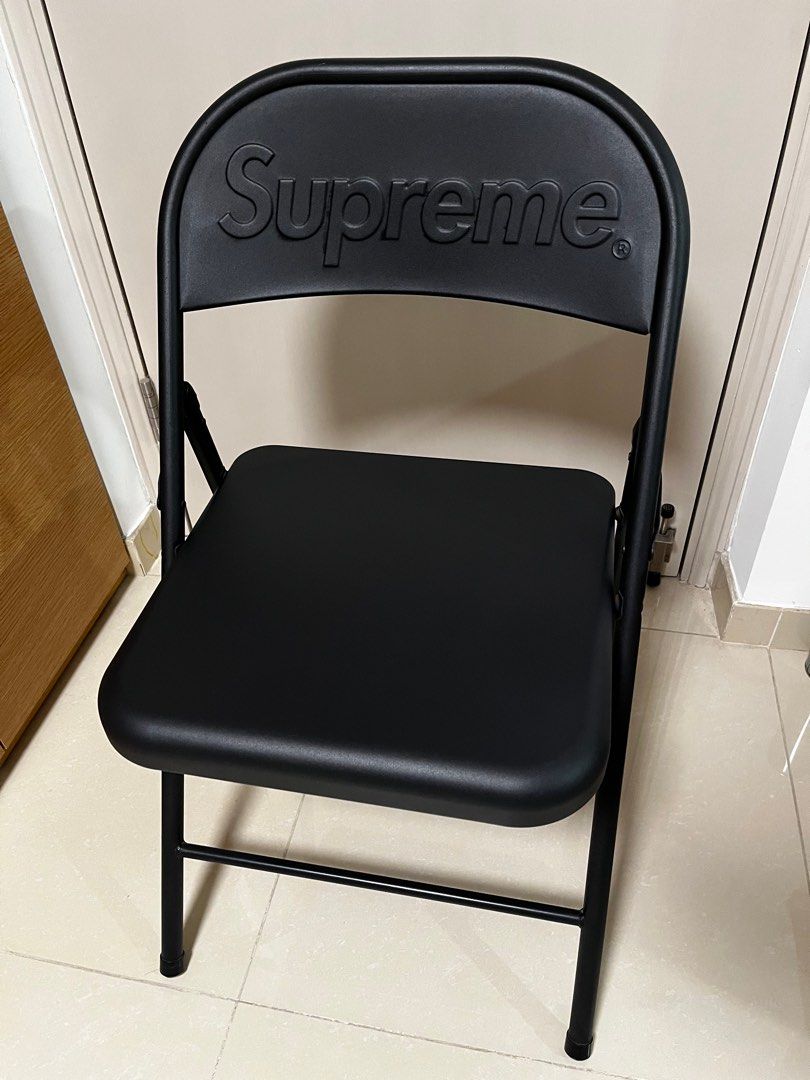 Supreme metal folding chair black 椅子櫈, 傢俬＆家居, 傢俬, 椅子 