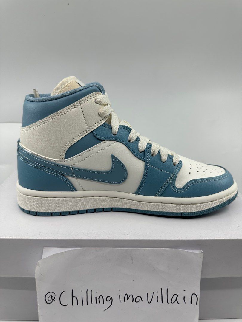 us 5w 3.5m Nike Air Jordan 1 AJ1 Mid Cut Top UNC University Baby Light Blue Sail White
