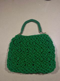 Vintage & Handmade Woven Bag in Rope Green