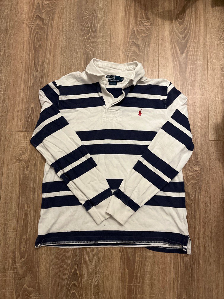 Vintage Ralph Lauren Rugby Polo Stripes Long Sleeve Tee Men s Fashion Tops Sets Tshirts Polo Shirts on Carousell