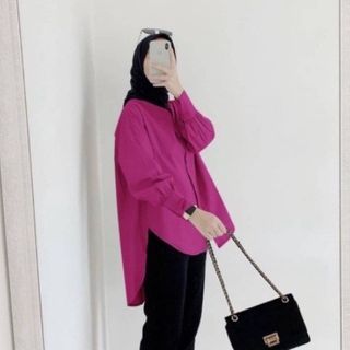 Viral hangat magenta pink cotton labuh muslimah  fashion  free sz