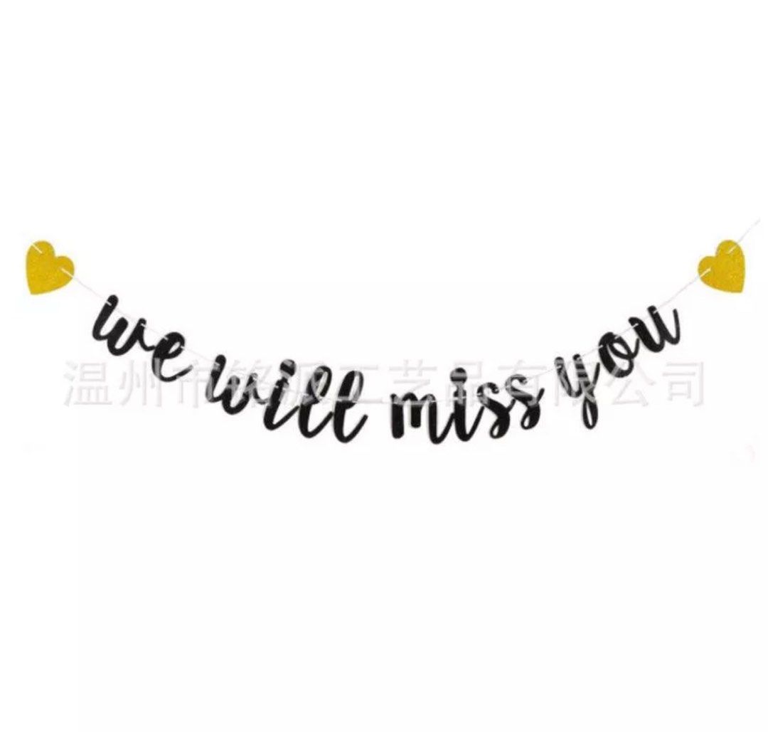 We will miss you gold glitter garland banner farewell party decoration ...