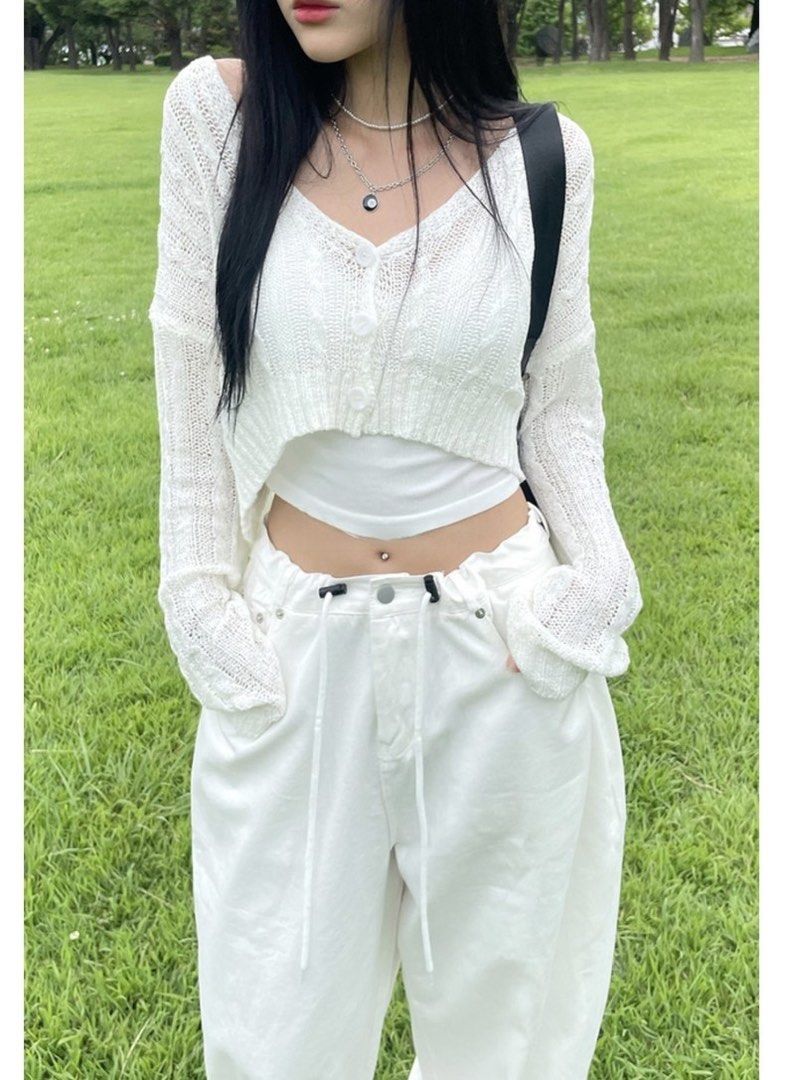 White discount slouchy cardigan