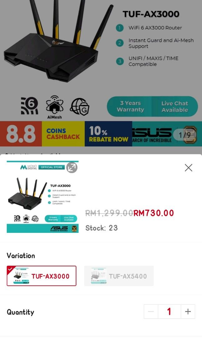 Tuff Router wifi 6 under waranty asus tuf gaming ax3000 router, Computers & Tech ...