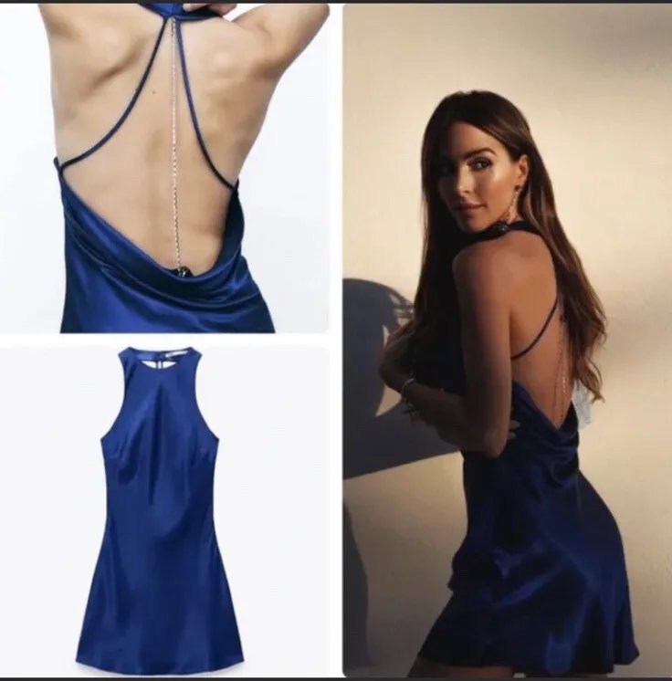 american eagle denim dress Womens AE Halter Midi – ShopCGX SIZE:12 Liv Morgan : LadiesOfWrestling color_Dusty Blue