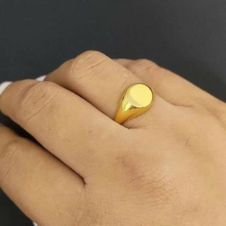 18K Saudi Gold Signet Ring (Semi Heavy)