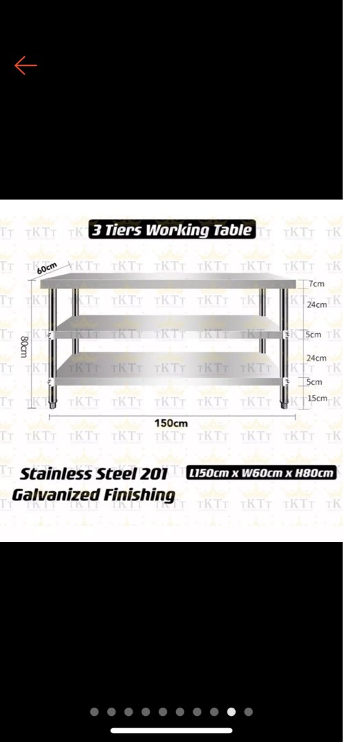 3 Tier Stainless Steel Kitchen Working Table Storage Rack Heavy Duty