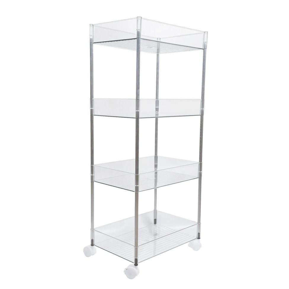 4 Layer Storage Rack w/ Wheels - Transparent 39L*27W*90H, Furniture ...