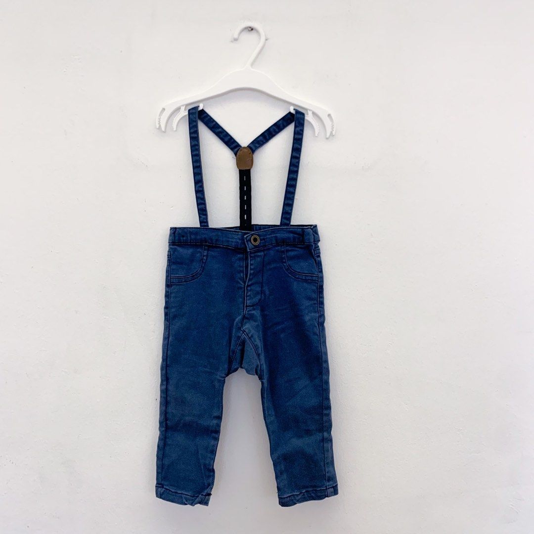 12 18m Baby Boy Navy Pants Jumpsuit Detachable Suspender Babies