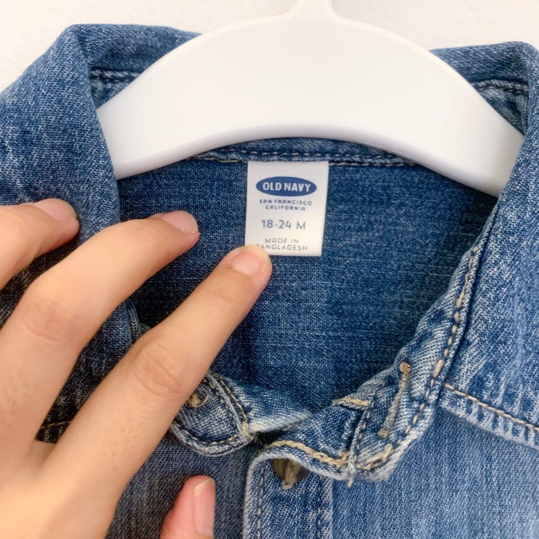 18-24M ] Old Navy Long Sleeves Denim Shirt Top, Babies & Kids, Babies &  Kids Fashion On Carousell