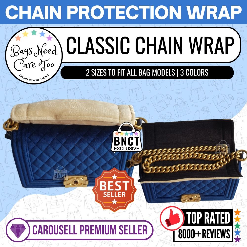 [𝐁𝐍𝐂𝐓👜]💙 Classic Bag Chain Strap Protection Wrap | 2 Sizes Fit All  Bags | Ready Stock Puffy Bag Handle Organizer Cover