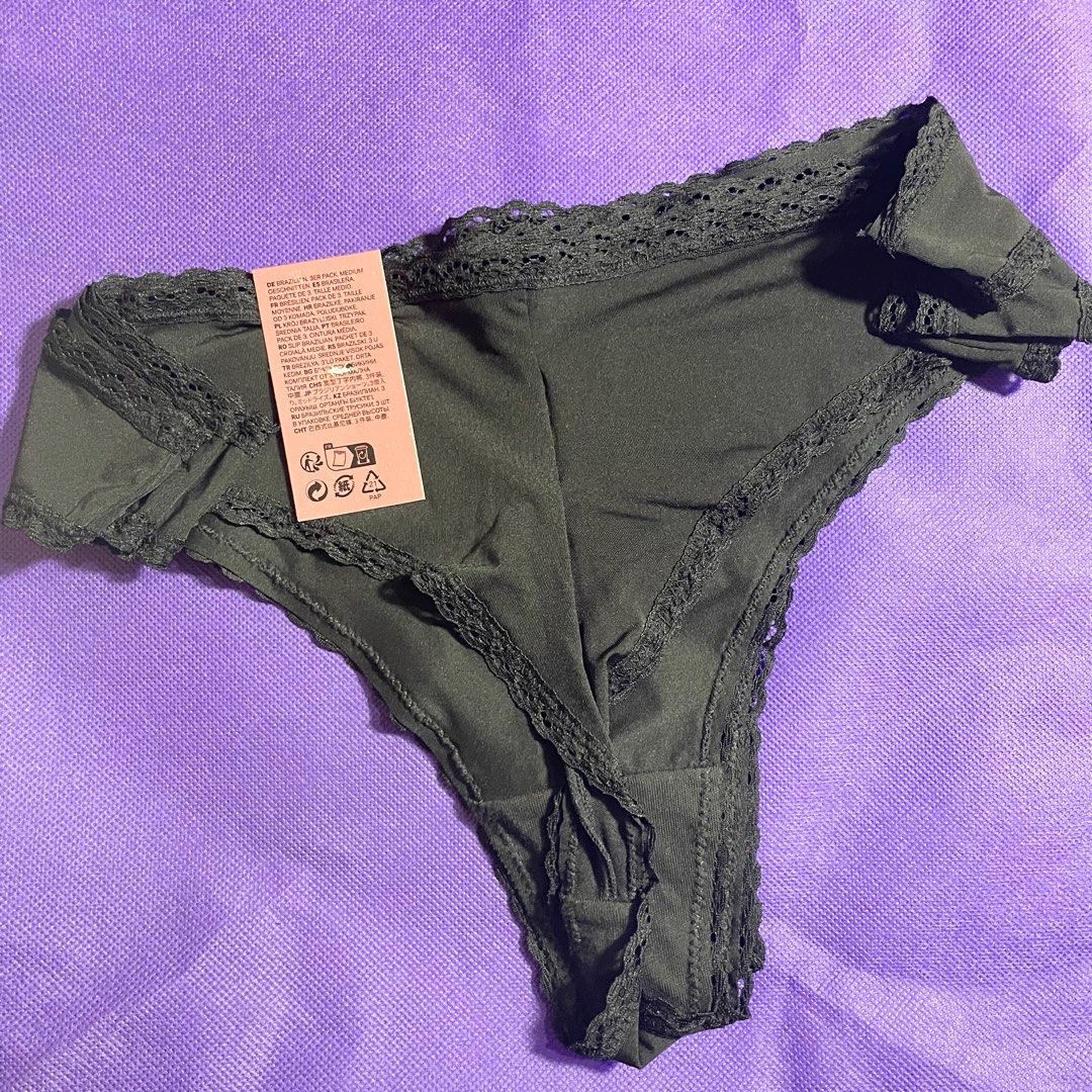 AUTHENTIC H&M hnm h and m Brazilian mid rise black thong panty set, Women's  Fashion, Undergarments & Loungewear on Carousell